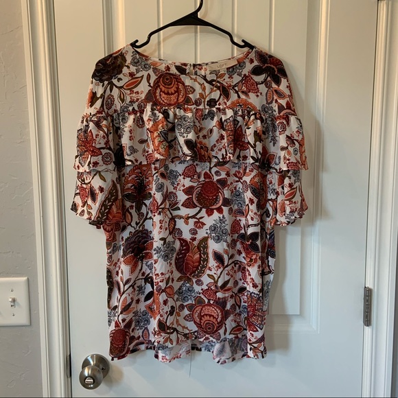 LOFT Tops - LOFT Short Sleeve Ruffle Detail Blouse